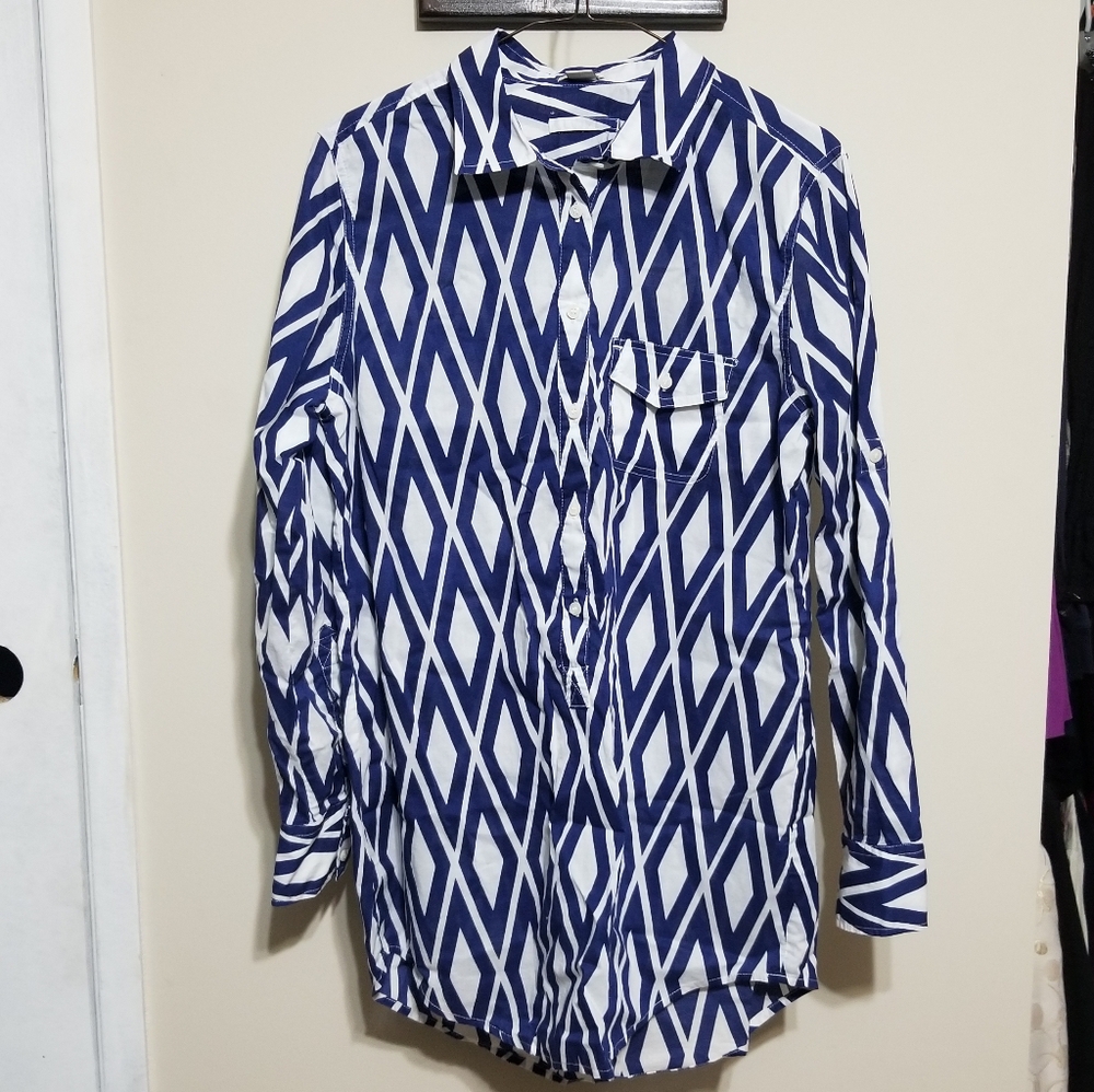 J Crew Shirt, Blue White Small Avant Garde Nwotags